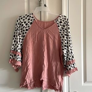 Leopard print panel cotton blend free top. Never worn new with tags.